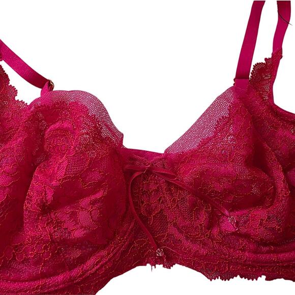 Skarlett Blue Minx Lace Balconette Bra, Bright Poppy, NWT, 32C - Picture 2 of 7